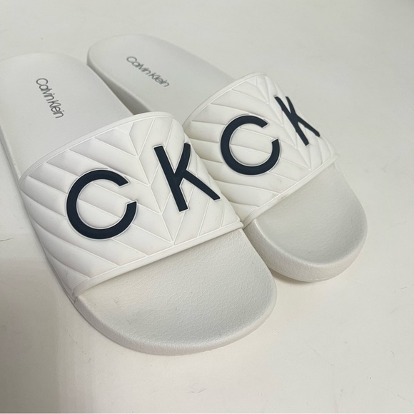 CALVIN KLEIN Anders Pool Slide Sandal In White Color - New In Box - Duplicate - Picture 8 of 11